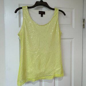 Dana Buchman Yellow Sparkly Sequin Tank, 2 Layer, Women's Small